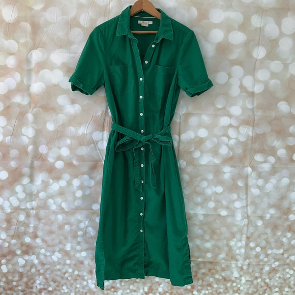 Boden Green Button Down Linen Blend Dress - Picture 2 of 9